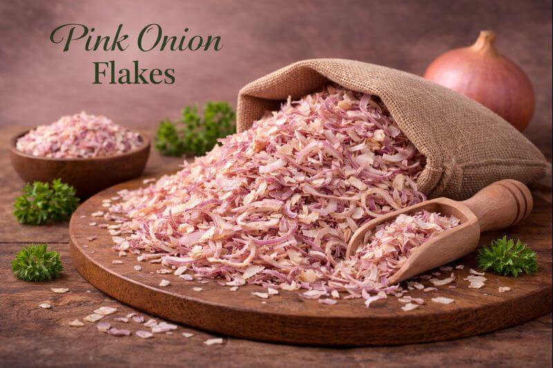 pink onion flakes